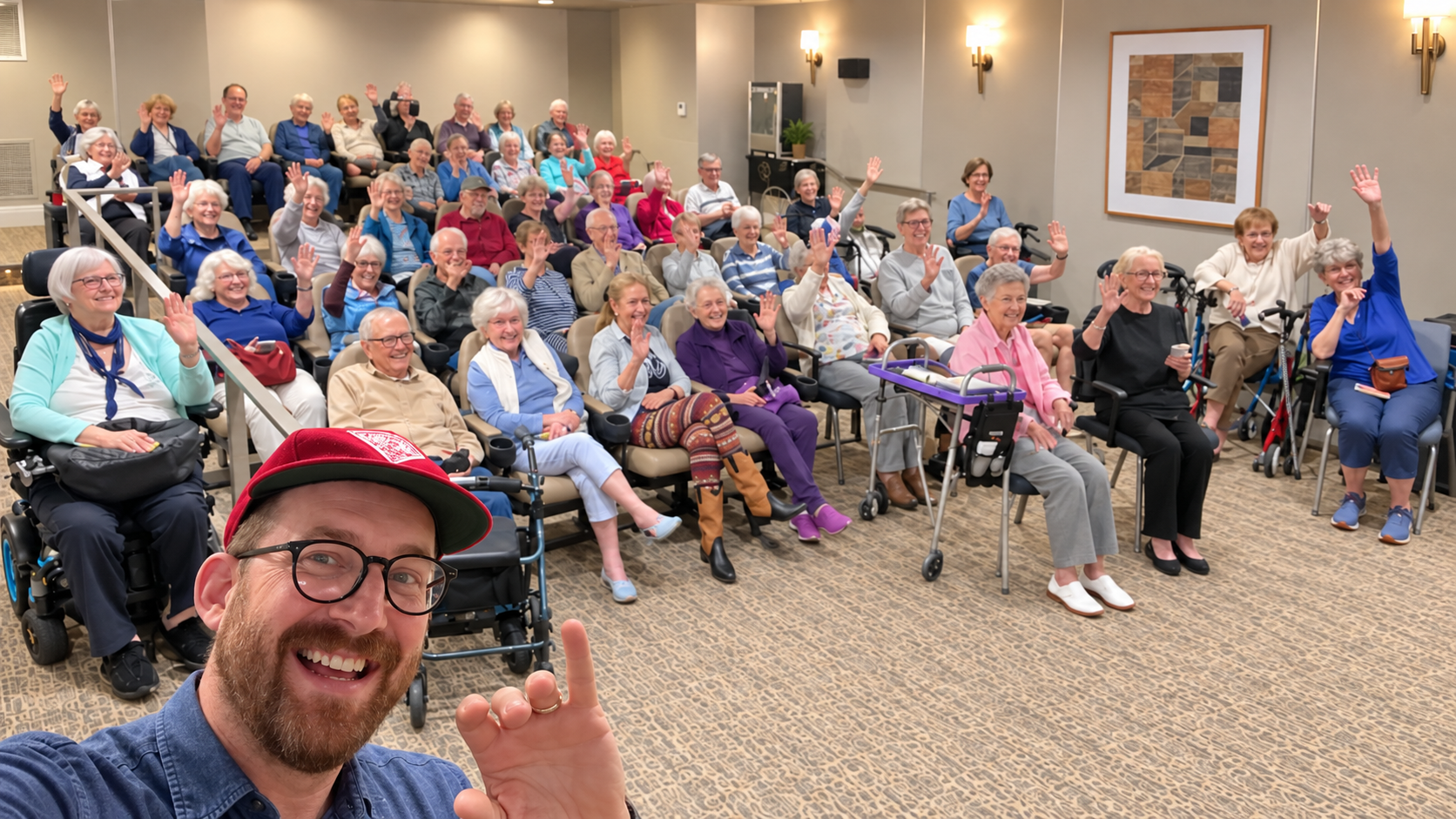 Royal Knox with residents after a lively technology workshop